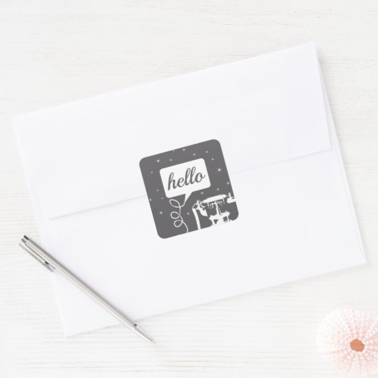 レトロの色の電話パターン スクエアシール (封筒)