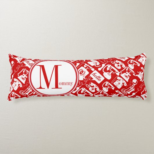 レトロの色の電話パターン ボディピロー (正面)