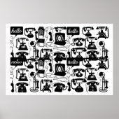 レトロの色の電話パターン ポスター (正面)