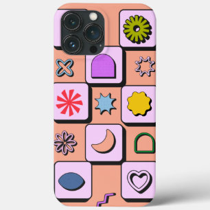 レトロの色パターパーソナライズされたンの大文字と小文字を区別するiPhone iPhone 13 Pro Maxケース