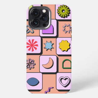 レトロの色パターパーソナライズされたンの大文字と小文字を区別するiPhone iPhone 13 Pro Maxケース