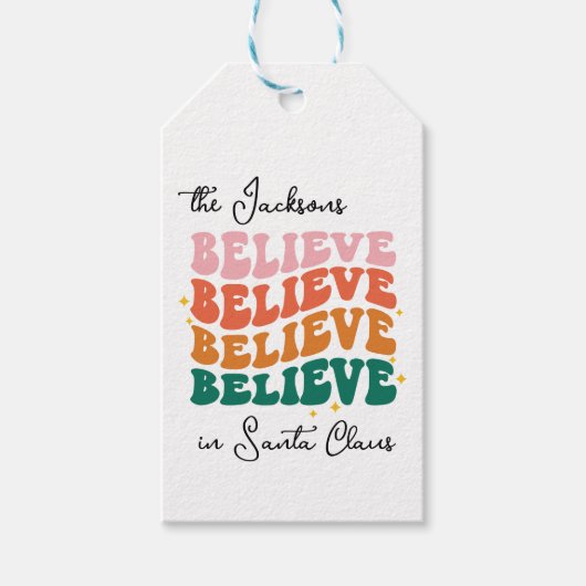 レトロの色信じはサンタ・クロース ギフトタグ (正面)