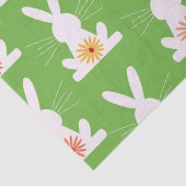 レトロの花が幾何学的な白いウサギ 薄葉紙 (詳細)