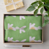 レトロの花が幾何学的な白いウサギ 薄葉紙 (ギフト)