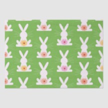 レトロの花が幾何学的な白いウサギ