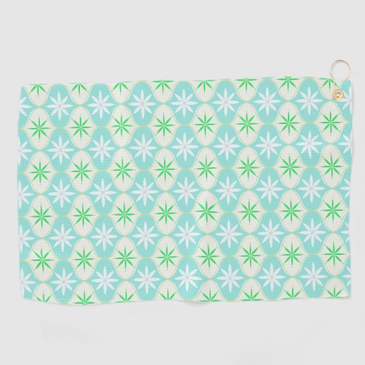 レトロの花とデイジー砂時計型 ゴルフタオル (横)