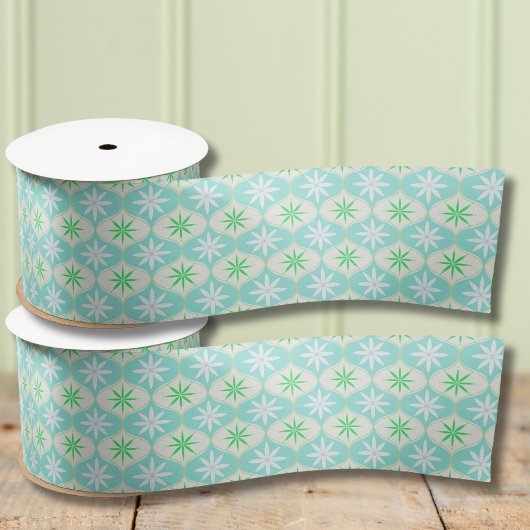 レトロの花とデイジー砂時計型 サテンリボン