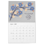 レトロの花と聖書の詩のウォールカレンダー カレンダー (3月 2027)