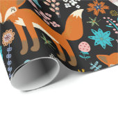 レトロの花と赤いキツネシームレスなパターン ラッピングペーパー (ロールコーナー)
