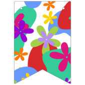 レトロの花のシームレスなパターン色 バンティングフラッグ (第3の旗)