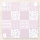 レトロの花のスカルの水玉模様 ガラスコースター (裏面)