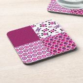 レトロの花のスカルの水玉模様 コースター (左側)