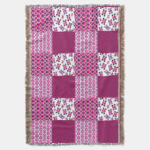 レトロの花のスカルの水玉模様 スローブランケット (正面縦)