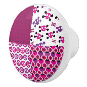 レトロの花のスカルの水玉模様 セラミックノブ (右)