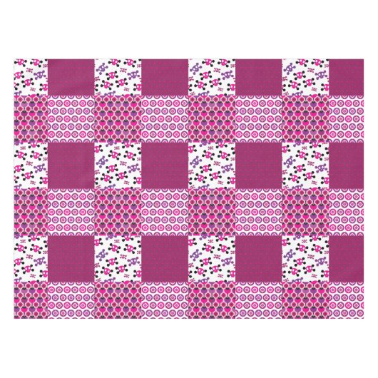 レトロの花のスカルの水玉模様 テーブルクロス (正面(横))