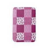 レトロの花のスカルの水玉模様 バスマット (正面縦)