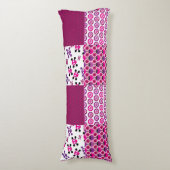 レトロの花のスカルの水玉模様 ボディピロー (正面縦)