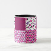 レトロの花のスカルの水玉模様 マグカップ (中央)