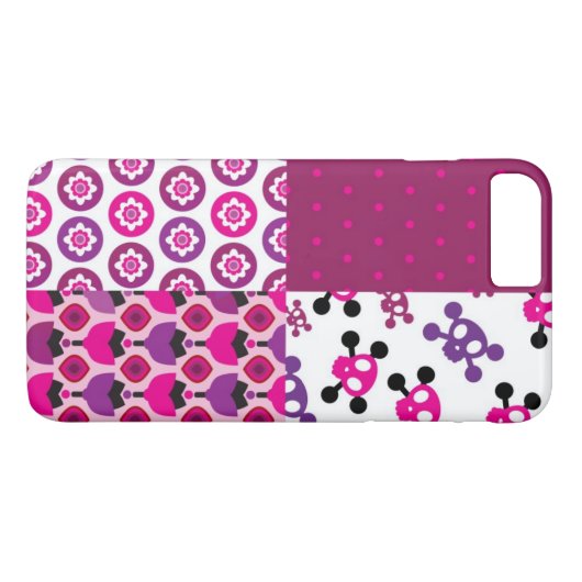 レトロの花のスカルの水玉模様 Case-Mate iPhoneケース (裏面(横))