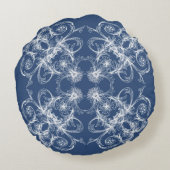 レトロの花のバロック式海軍 ラウンドクッション (裏面)
