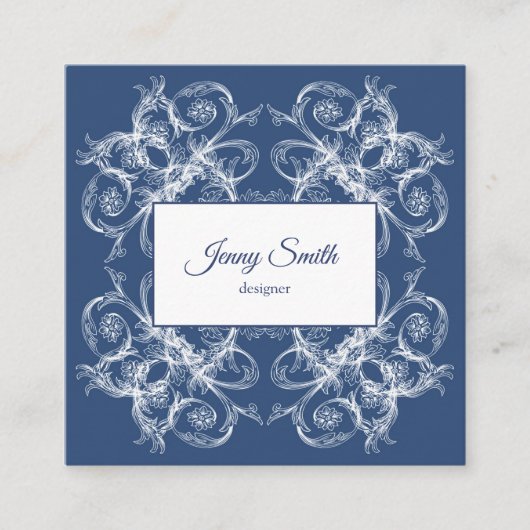 レトロの花のバロック スクエア名刺 (正面)
