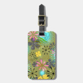 レトロの花のパーソナライズな荷物のラベル ラゲッジタグ (正面縦)