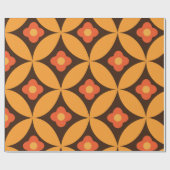 レトロの花の中世紀のオレンジの丸の葉 ラッピングペーパー (フラット)