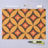 レトロの花の中世紀のオレンジの丸の葉 薄葉紙 (クラフト)