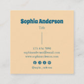 レトロの花の付いたデイジーの格子模様 スクエア名刺 (裏面)