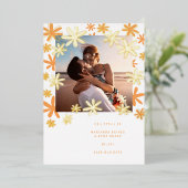 レトロの花の日付を保存 箔招待状 (立ち正面)