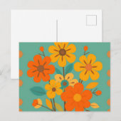レトロの花の柄で抽象芸術の形が暖かい ポストカード (正面/裏面)