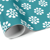 レトロの花の継ぎ目のないパターン白 ラッピングペーパー (ロールコーナー)