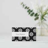 レトロの花の継ぎ目のないパターン白 名刺 (スタンド正面)