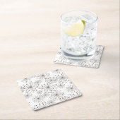 レトロの花の背景 スクエアペーパーコースター (インサイチュ)