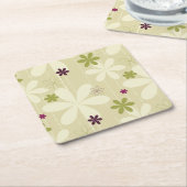 レトロの花の背景 スクエアペーパーコースター (アングル)