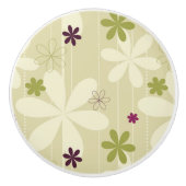 レトロの花の背景 セラミックノブ (正面)