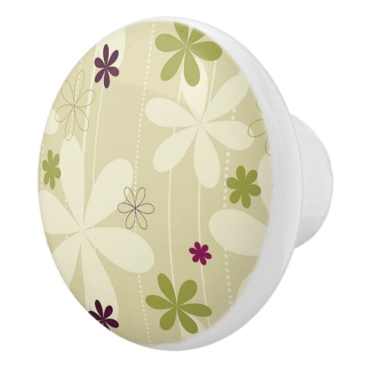 レトロの花の背景 セラミックノブ (右)