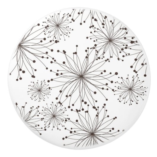 レトロの花の背景 セラミックノブ (正面)