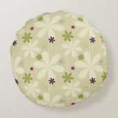 レトロの花の背景 ラウンドクッション (裏面)