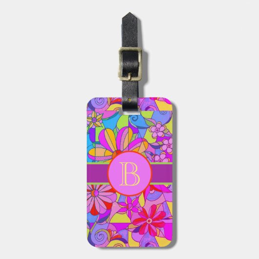 レトロの花の荷物のラベル ラゲッジタグ (正面縦)