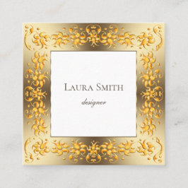 レトロの花の金フレーム スクエア名刺