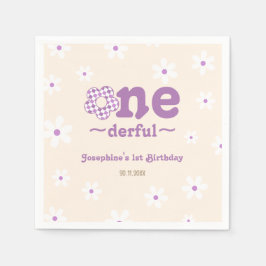 レトロの花は彼女はOnedefrul第1の誕生日ではない スタンダードカクテルナプキン