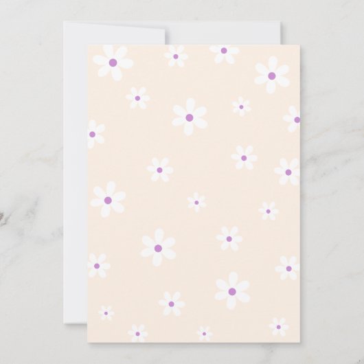 レトロの花は彼女はOnedefrul第1の誕生日ではない 招待状 (裏面)