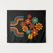 レトロの花は花瓶タペストリーの壁ぶら下がったの上に。 タペストリー (正面(横))