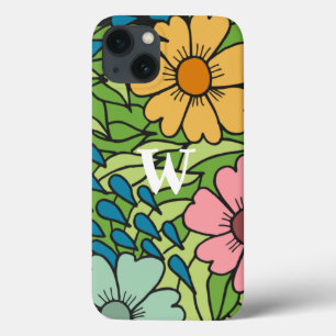 レトロの花をカラ数々のー(大) iPhone 13ケース