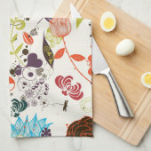 レトロの花パターン2 キッチンタオル (四つ折り)