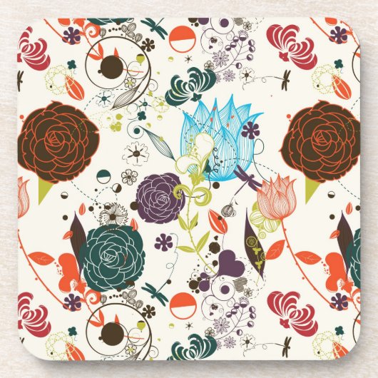 レトロの花パターン2 コースター (正面)