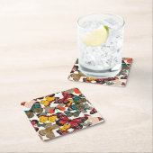 レトロの花パターン2 スクエアペーパーコースター (インサイチュ)