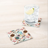 レトロの花パターン2 スクエアペーパーコースター (インサイチュ)