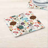 レトロの花パターン2 スクエアペーパーコースター (アングル)